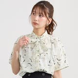 28オフホワイト | リボン付き柄ブラウス | NICOLE