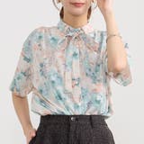 40グリーン | リボン付き柄ブラウス | NICOLE