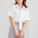 28オフホワイト | ネクタイ付き2way刺繍ブラウス | NICOLE