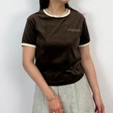 13ブラウン | ベロア刺繍Tシャツ | NICOLE