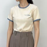 28オフホワイト | ベロア刺繍Tシャツ | NICOLE