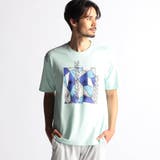 41ライトグリーン | ステンドグラスプリント・ロゴ刺繍半袖Ｔシャツ | NICOLE