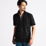 49ブラック | 【NICOLE SPORTS】エンボスクラック柄スキッパーポロシャツ | NICOLE