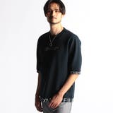 60ブルー | ロゴプリント5分袖プルオーバー | NICOLE