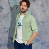 40グリーン | カラークレープ5分袖シャツ | NICOLE