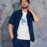 67ネイビー | メランジメッシュ半袖シャツ | NICOLE