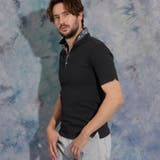 49ブラック | 【WEB限定】ランダムテレコショートレギュラーカラーポロシャツ | NICOLE