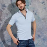 64サックス | 【WEB限定】ランダムテレコショートレギュラーカラーポロシャツ | NICOLE