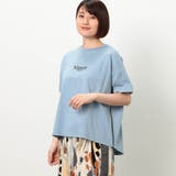 60ブルー | 刺繍ロゴサイドパイピング半袖Tシャツ | NICOLE