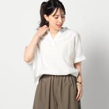 09ホワイト | 爽やか吸水速乾リネン スキッパーシャツ | NICOLE