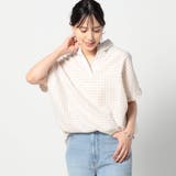 18ベージュ | 爽やか吸水速乾リネン 襟付きキーネックシャツ/チェック柄 | NICOLE