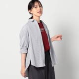 29グレー | 2WAY ストライプ柄ロゴ入り長袖シャツ | NICOLE