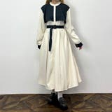 28オフホワイト | バイカラーケープ風ワンピース | NICOLE