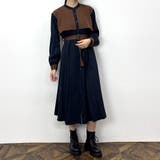 67ネイビー | バイカラーケープ風ワンピース | NICOLE