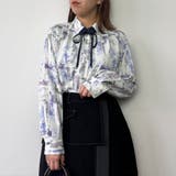 80パープル | ダブルカラー柄ブラウス | NICOLE