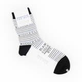 09ホワイト | ボーダー×ロゴデザイン クルーソックス | NICOLE