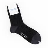 49ブラック | ボーダー×ロゴデザイン クルーソックス | NICOLE