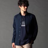 67ネイビー | リバーシブルドビー スタンドカラーシャツ | NICOLE