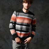 49ブラック | カスリボーダークルーネックニット | NICOLE