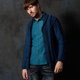 60ブルー | ランダムストライプ3Dニットカーディガン | NICOLE