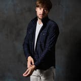 67ネイビー | フロッキープリントスタンドカラーシャツ | NICOLE