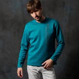 55アクアマリン | ジェルプリントVネック長袖プルオーバー | NICOLE