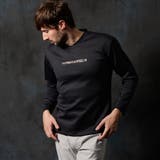 49ブラック | 【WEB限定】メタルジェルプリントVネックプルオーバー | NICOLE