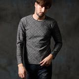 49ブラック | バイヤスジャカードクルーネック長袖プルオーバー | NICOLE