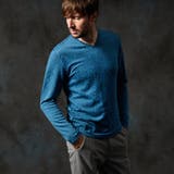 55アクアマリン | ゼブラ風ブリスタ-ジャカードＶネックプルオーバー | NICOLE