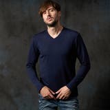 67ネイビー | ゼブラ風ブリスタ-ジャカードＶネックプルオーバー | NICOLE