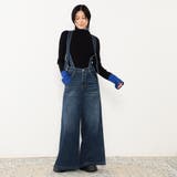 60ブルー | サスペンダー付きデニムワイドパンツ | NICOLE