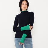 67ネイビー | 【WALDO】モックネック配色リブニット | NICOLE