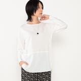 28オフホワイト | 裾切り替え布帛ドッキングロングTシャツ | NICOLE