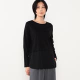49ブラック | 裾切り替え布帛ドッキングロングTシャツ | NICOLE