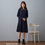 67ネイビー | ダブルカラープリーツワンピース | NICOLE