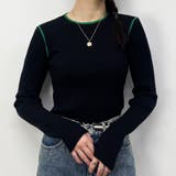 49ブラック | バイカラーニットプルオーバー | NICOLE