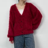 01レッド | Vネックプードルカーディガン | NICOLE