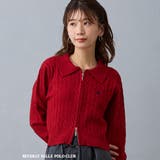 01レッド | 【BEVERLY HILLS POLO CLUB】ケーブル編みカーディガン | NICOLE