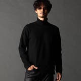 49ブラック | ヘリンボーン タートルネックニット | NICOLE