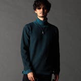 60ブルー | ヘリンボーン タートルネックニット | NICOLE