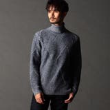 67ネイビー | ビッグバスケットジャカード タートルネックニット | NICOLE