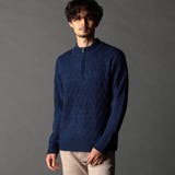 60ブルー | ハーフジッププルオーバーニット | NICOLE