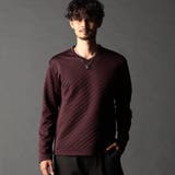 07ボルドー | ブリスターバイヤスジャカードVネックプルオーバー | NICOLE