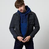 67ネイビー | ナイロンタフタ 顔料プリント中綿ブルゾン | NICOLE