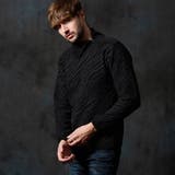 49ブラック | ゼブラ柄衿ファスナータートルネックニット | NICOLE