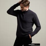 49ブラック | バイアスジャカード スタンドハーフジップニット | NICOLE