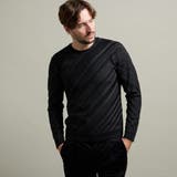 49ブラック | 【HIDEAWAYS BLACK】バイアスリンクスジャカードクルーネックニット | NICOLE