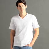 09ホワイト | ブライトリブ VネックTシャツ | NICOLE