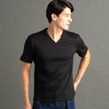 49ブラック | ブライトリブ VネックTシャツ | NICOLE