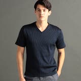 60ブルー | ブライトリブ VネックTシャツ | NICOLE